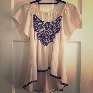 Easy Breezy Black and Ivory Blouse